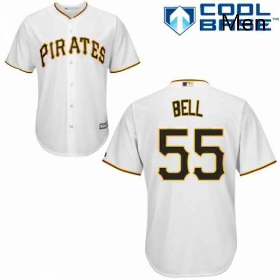 Mens Majestic Pittsburgh Pirates 55 Josh Bell Replica White Home Cool Base MLB Jersey